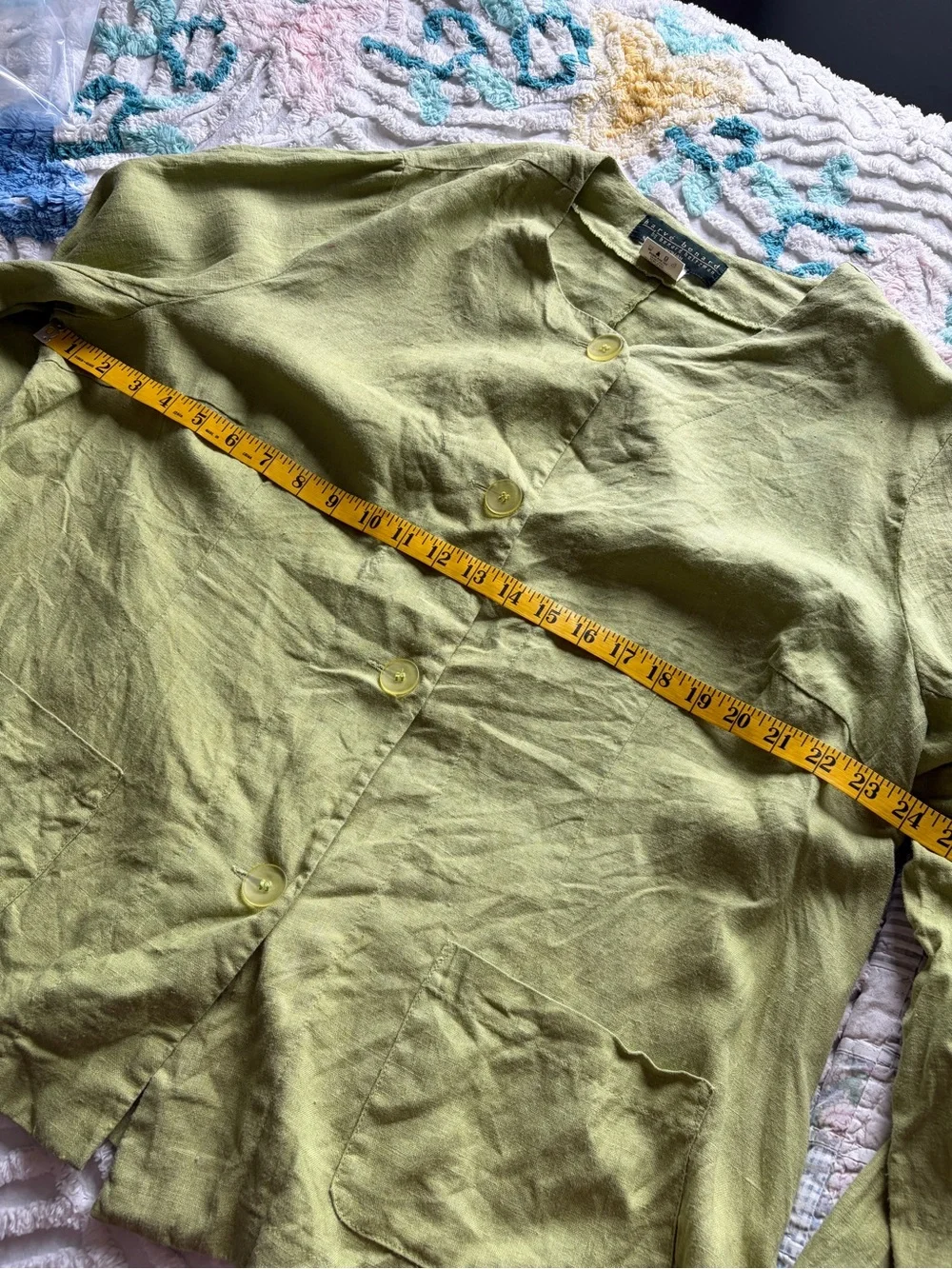 Harvé Benard Olive-Green Linen Button Jacket 8-12
